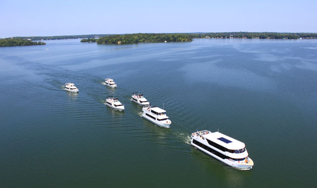 Aerial of Six Boats