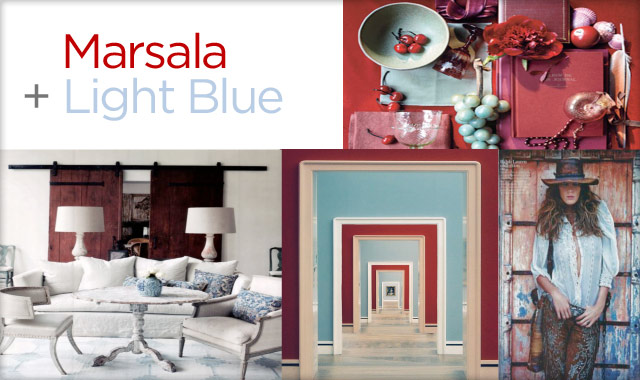 Marsala with Light Blue as seen on realsimple.com and digsdigs.com