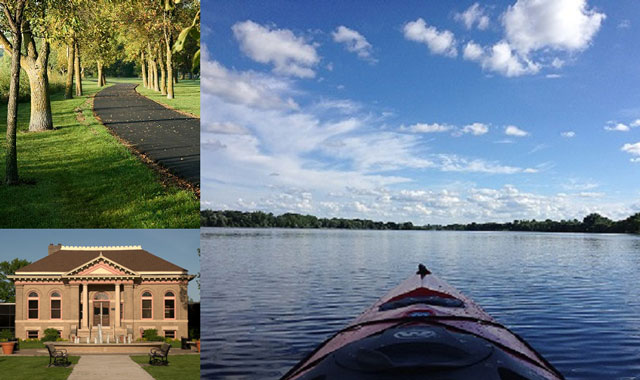Luce Line Trail, Library Square Park and Canoe on Crow River - Explore Hutchinson (left to right)
