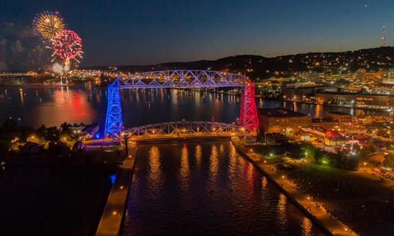 Lift Bridge Aerial Fireworks, Duluth MN